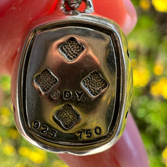 David Yurman Sterling Silver Pendant Necklace Smoky Topaz with 925/18k Bezel - Picture 2 of 9